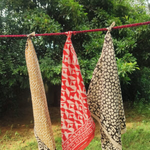 Organic Cotton Bandana Scarf Set of 3 – Hand Block Printed & Naturally Dyed | Sustainable Cotton Scarf | Handmade in India