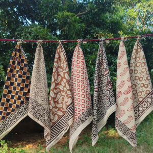 organic cotton bandana scarf set of 7 | hand block print | natural dye | handmade eco friendly neck scarf | indian boho gift