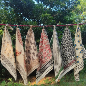 organic cotton bandana scarf set of 7 | hand block print | natural dye | handmade eco friendly neck scarf | indian boho gift
