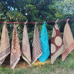 organic cotton bandana scarf set of 7 | hand block print | natural dye | handmade eco friendly neck scarf | indian boho gift