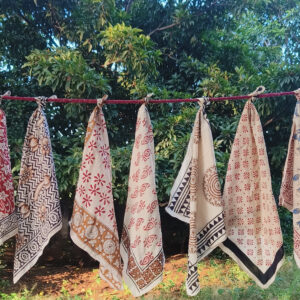 organic cotton bandana scarf set of 7 | hand block print | natural dye | handmade eco friendly neck scarf | indian boho gift