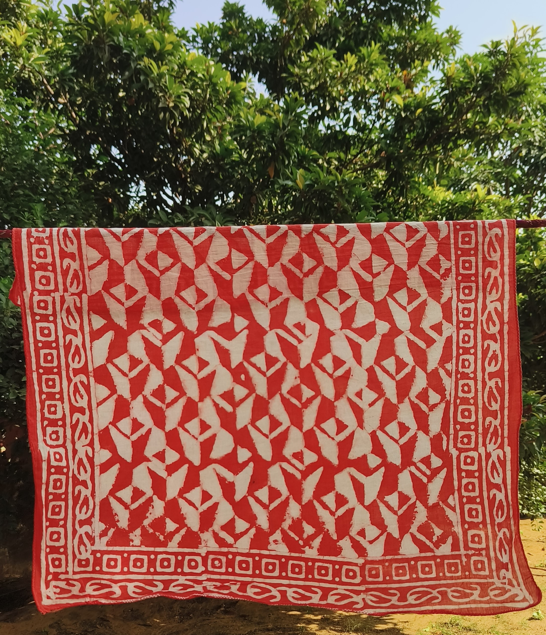 Organic Cotton Bandana Scarf – Hand Block Printed & Naturally Dyed | Sustainable Cotton Scarf | Handmade in India - Image 3